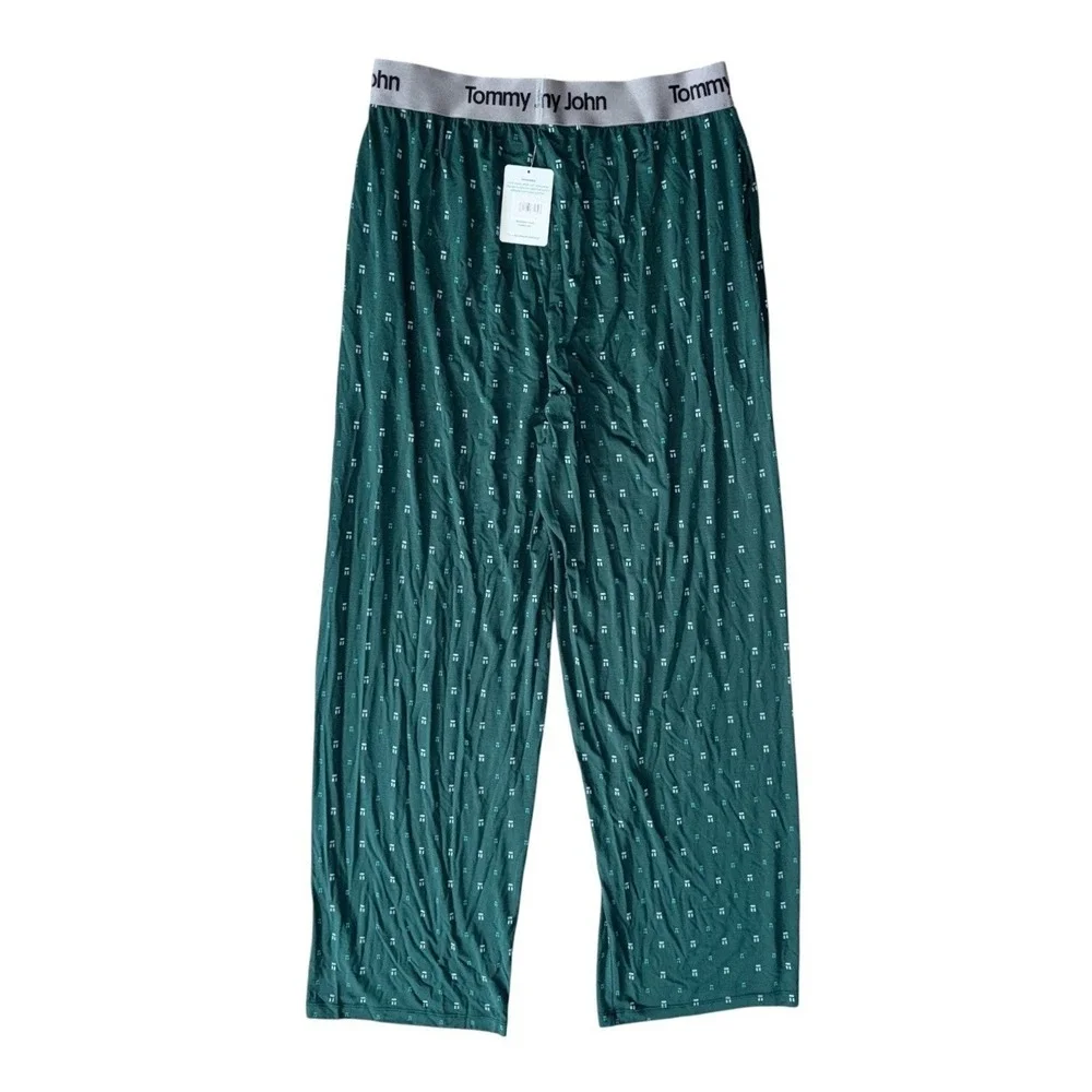 Tommy John Mens Size Medium Green Botanical Garden Logo‎ Sleep Pants Lounge Pant